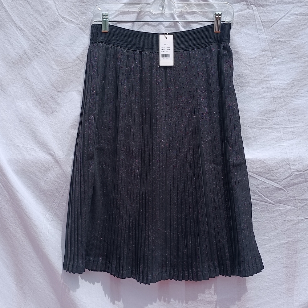 Purple pink glitter black pleated modest skirt spring winter fall summer new